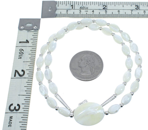 Sterling Silver Mother of Pearl Bead Necklace AX121658